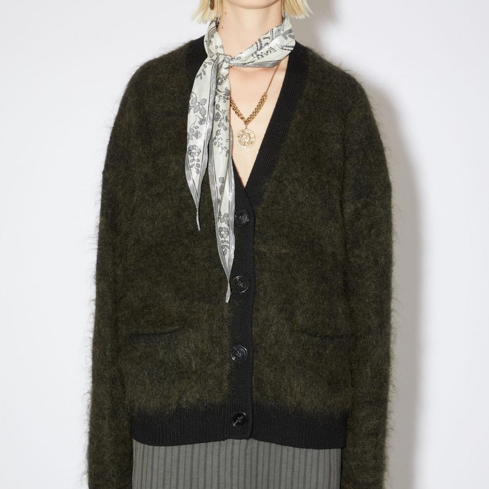 Acne Studios Mohair Cardigan in Soft Green Melange